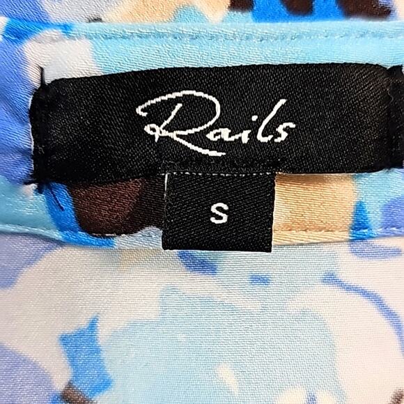 Rails NWOT Lisa Womens Sz S Blue Floral Y2K Feminine Ruching Flattering Top - Picture 3 of 13